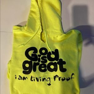 God is Great Yellow Hoodie Size Large